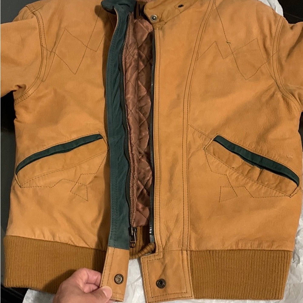 WINLIT GENUINE LEATHER JACKET SMALL CAMEL COLOR